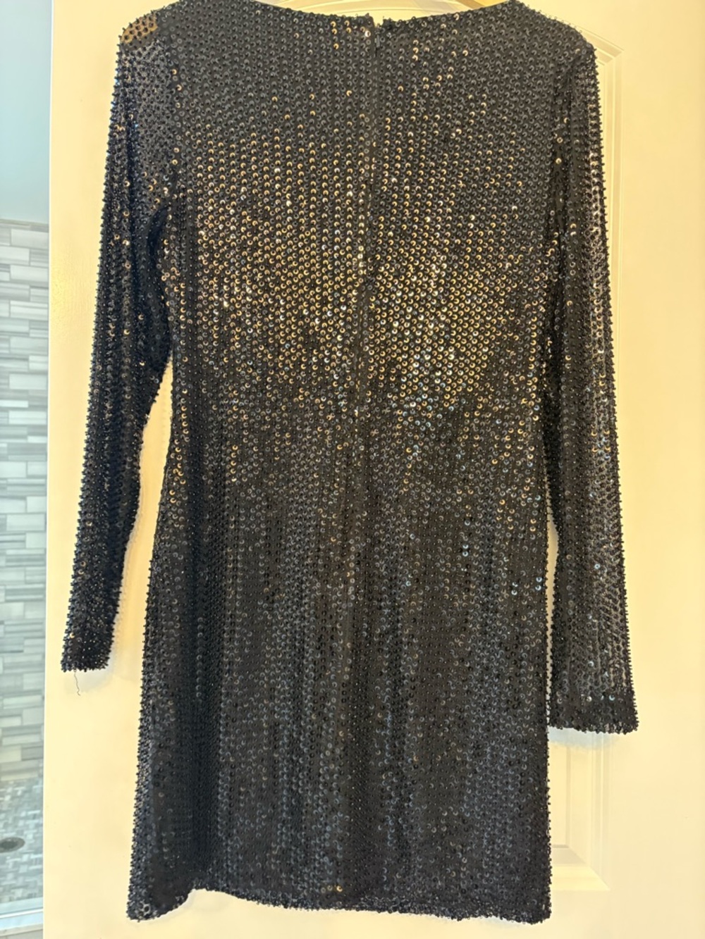 Ramy Brook Black Sequin Long Sleeve Dress